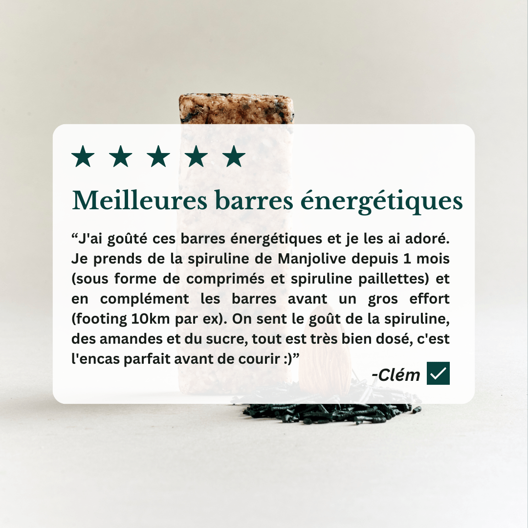 Avis sur les barres à la spiruline de manjolive