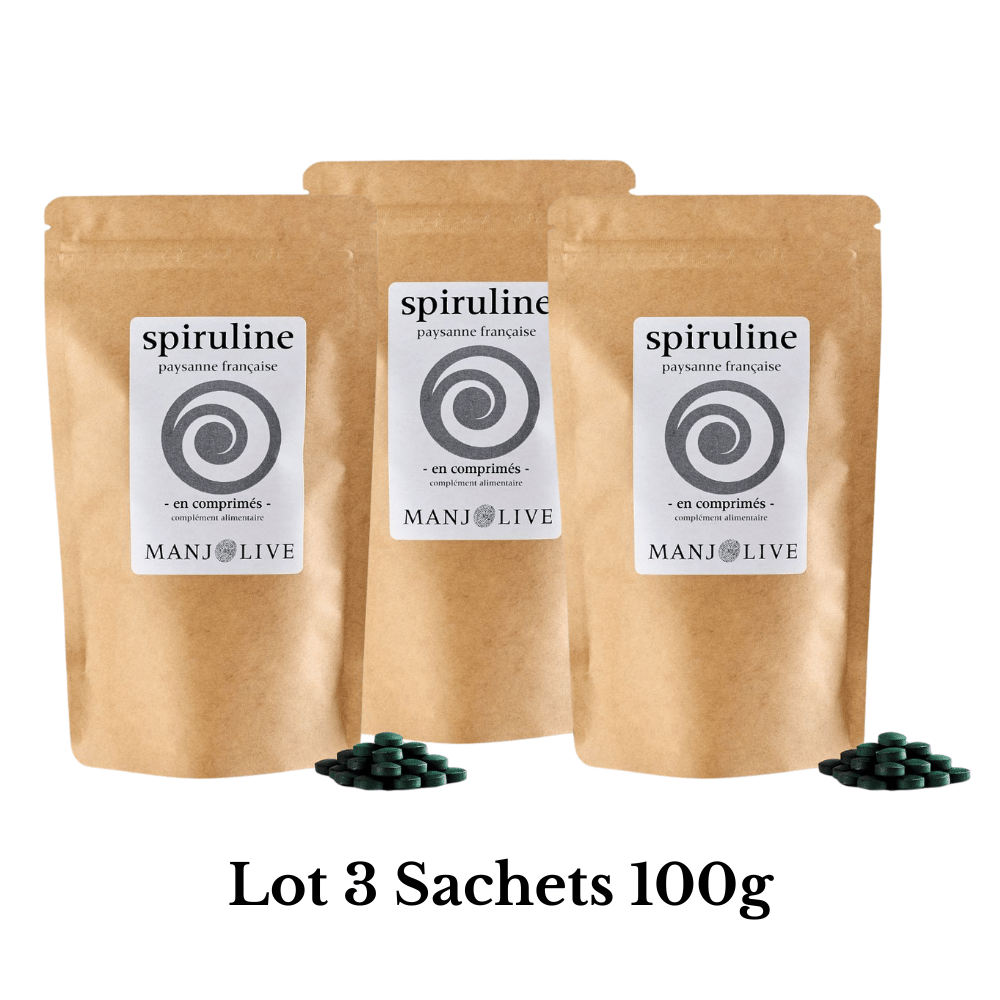 Lot de 3 sachets de spiruline en comprimés