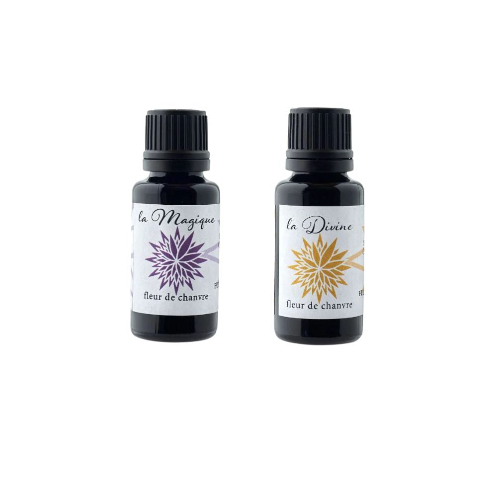 Coffret 2 Huiles de massage CBD et CBG bio (15 ml)