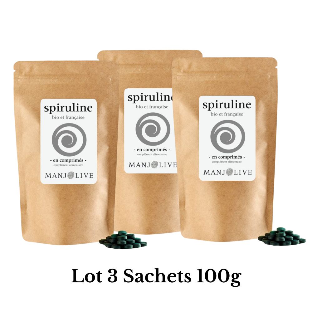 Lot de 3 sachets de spiruline en comprimés