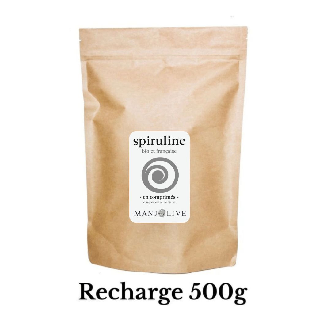 Recharge de 500g de spiruline en comprimés bio