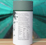 Explications sur le contenant de spiruline en paillettes cultivée chez Manjolive